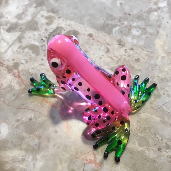 Pink/Green Frog Glass Fiqurine - Picture 5 of 10